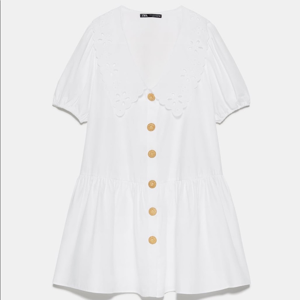 Zara Poplin Dress with Eyelet Collar (NWT)